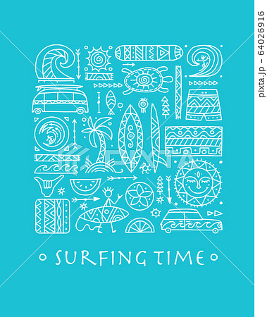Surfing background. Tribal elements for your design 64026916