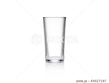 Glass cup isolate closeup. Glass on a mirror 64027197