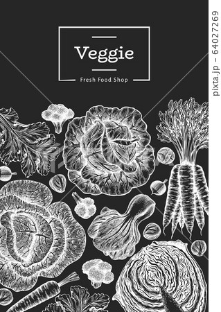 Hand drawn sketch vegetables design. Organic fresh 64027269