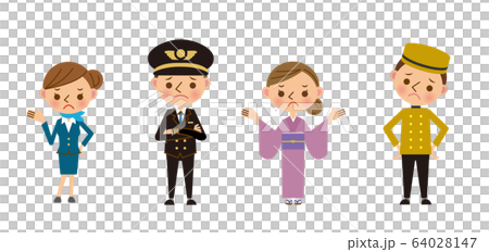 Illustration material of travel industry staff with a troubled expression 64028147