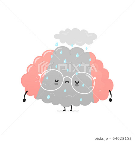 Cute sad depressed human brain 64028152