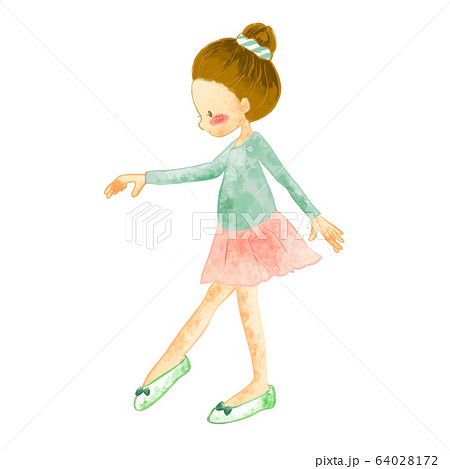バレエをする子供の水彩風イラスト1 64028172