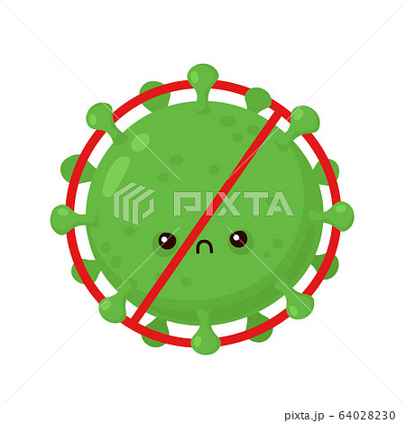 Cute angry corona virus in prohibition sign Cute angry corona virus in prohibition sign 64028230