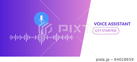 Voice assistant soundwave illustration. AI assistant conversation sound tech, smart recognition 64028659