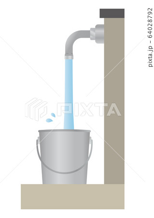 バケツに水道水を注ぐのイラスト素材