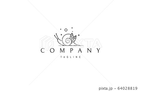 Vector line logo on which an abstract image of a snail with leaves. 64028819