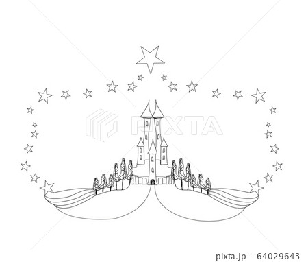 fairytale castle coloring book - isolated doodle 64029643