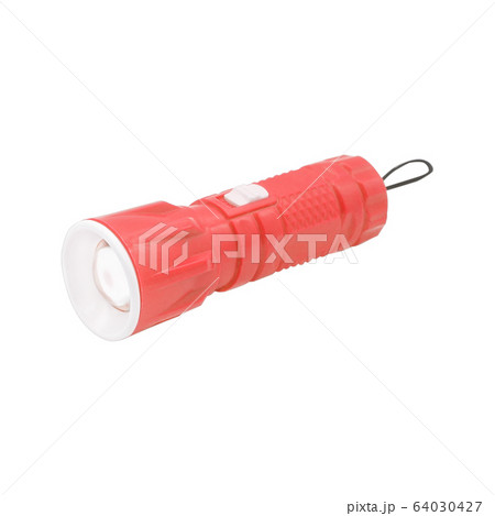 Red flashlight isolated on white background Red flashlight isolated on white background 64030427