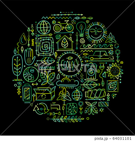 Ecology icons set. Global environment and recycling 64031101
