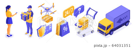 Isometric Online Shopping Delivery Isometric Online Shopping Delivery 64031351