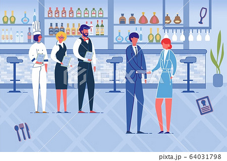 Business Woman and Man Shaking Hands, Franchise. 64031798