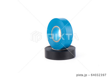 Blue and black insulating tapes to insulate twisted of electrical wires. 64032397