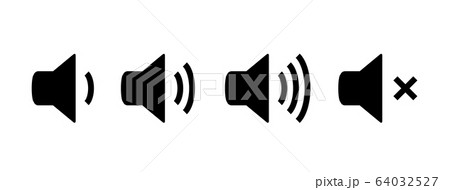 Sound vector icon speaker volume. Audio volume symbol, noise loud button level 64032527
