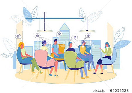 Conducting Group Psychotherapy in Modern Building. 64032528