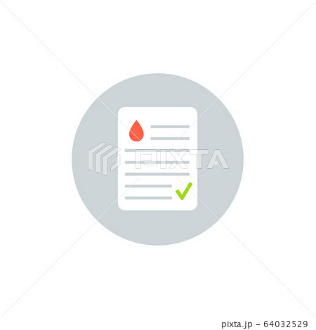 Blood test result lab report health vector icon. Medical checklist patient paperwork, blood test 64032529