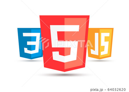 HTML5 CSS3 JS icon set. Web development logoのイラスト素材 