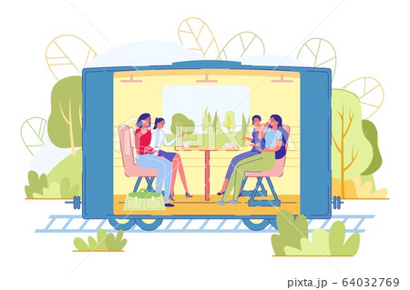 People Ride in Suburban Train, Vector Illustration People Ride in Suburban Train, Vector Illustration 64032769