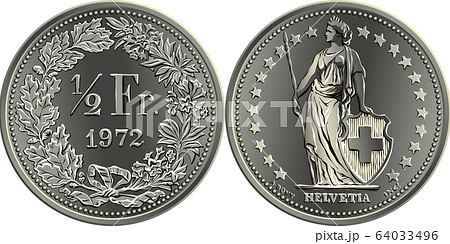 Swiss money 50 centimes silver coin 64033496