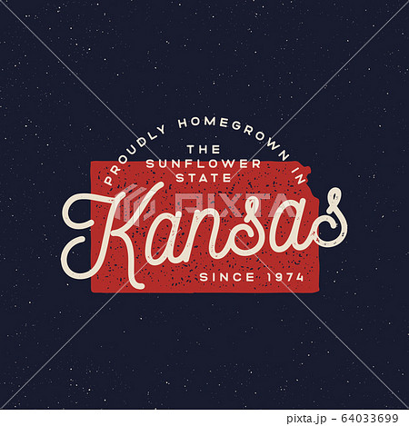 local farm retro grunge badge. homegrown in kansas 64033699