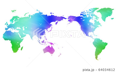 世界地図カラフル水彩テクスチャ背景 白背景のイラスト素材