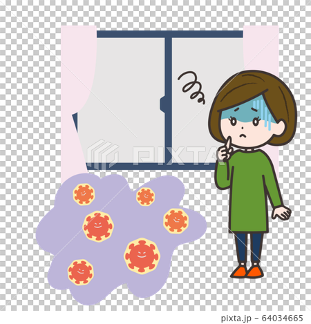 Woman suffering from virus in enclosed space Woman suffering from virus in enclosed space 64034665
