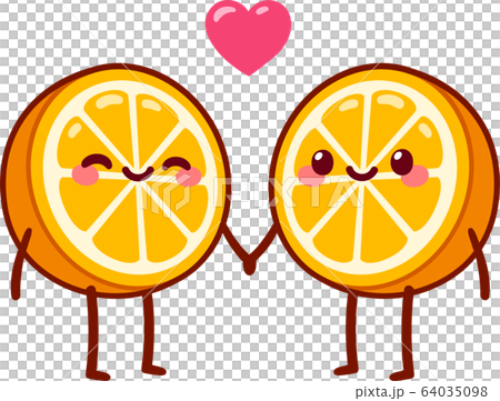 Cute cartoon orange halves couple Cute cartoon orange halves couple 64035098