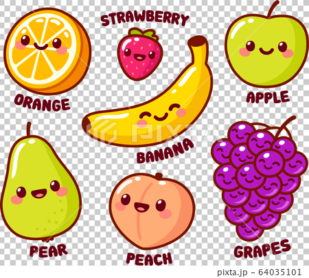 Cute cartoon fruits set - Stock Illustration [64035101] - PIXTA