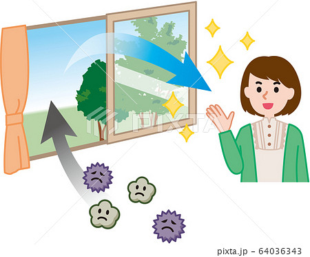 窓を開けて換気 64036343