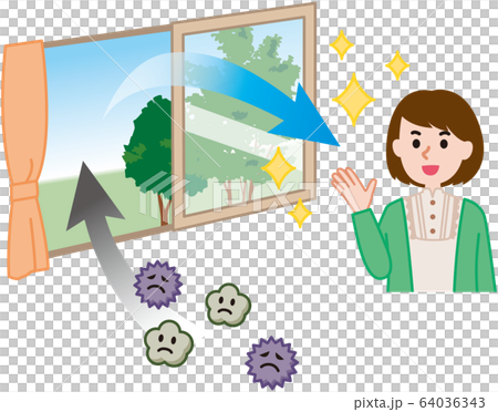 窓を開けて換気 64036343