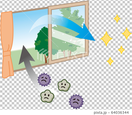 窓を開けて換気 64036344