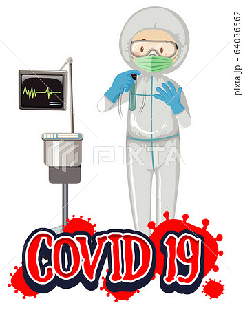 Poster design for coronavirus theme with doctor in 64036562