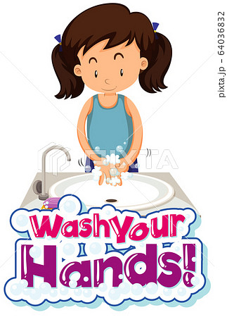 Poster design for coronavirus theme with word wash 64036832