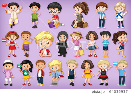 Large set of children doing different activities 64036937
