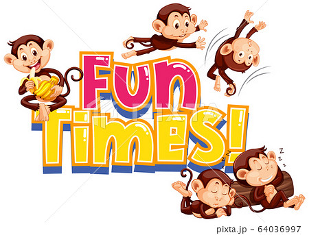 Sticker design for word fun times with cute 64036997
