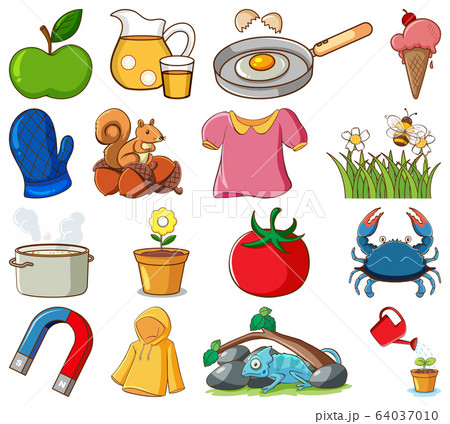 Large set of different food and other items on Large set of different food and other items on 64037010