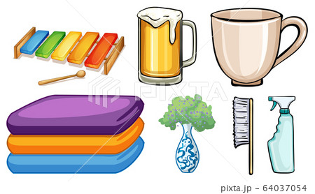 Set of different objects on white background 64037054