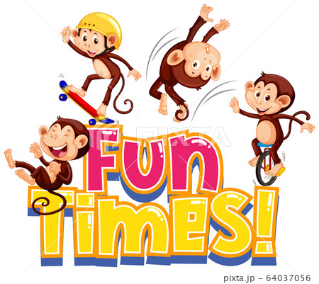 Sticker design for word fun times with cute 64037056