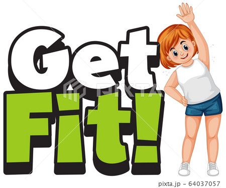 Font design for word get fit with girl doing 64037057
