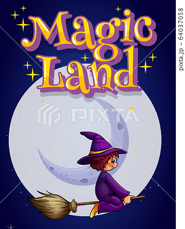 Font design for word magic land with witch flying 64037058