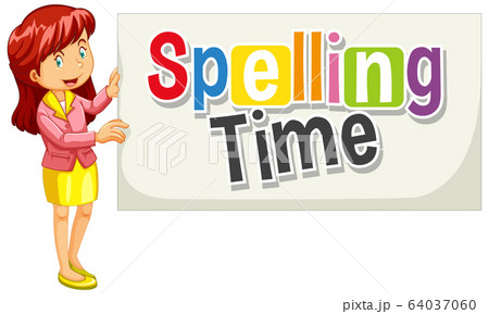 Font design for word spelling time with woman 64037060