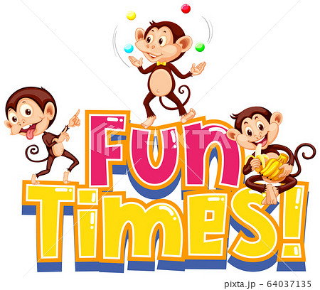 Sticker design for word fun times with cute 64037135