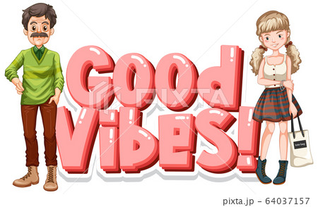 Font design for word good vibes with happy people 64037157