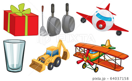 Large set of different items on white background 64037158