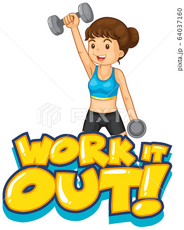 Font design for word work it out with girl lifting 64037160