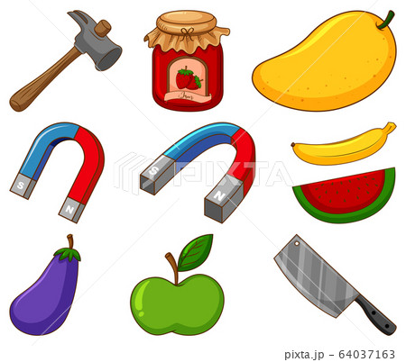 Large set of different food and other items on 64037163