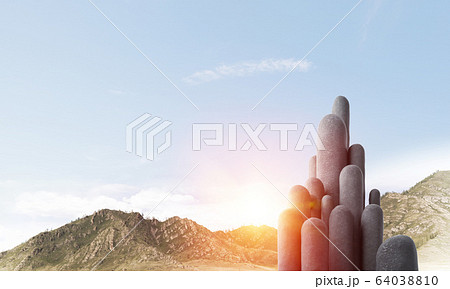 Multiple stone columns with breathtaking landscape Multiple stone columns with breathtaking landscape 64038810