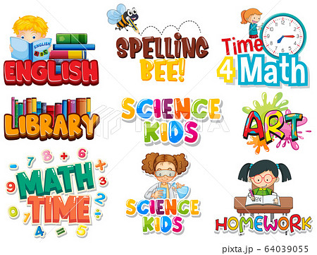 Large set of font design with different words on 64039055