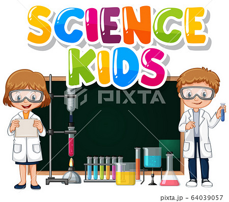 Font design for word science kids with children in 64039057
