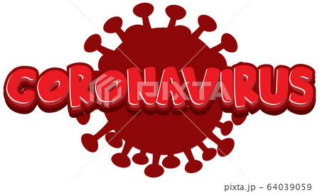 Font design for word coronavirus in red color 64039059