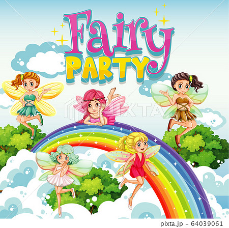 Font design for word fairy party with fairies 64039061